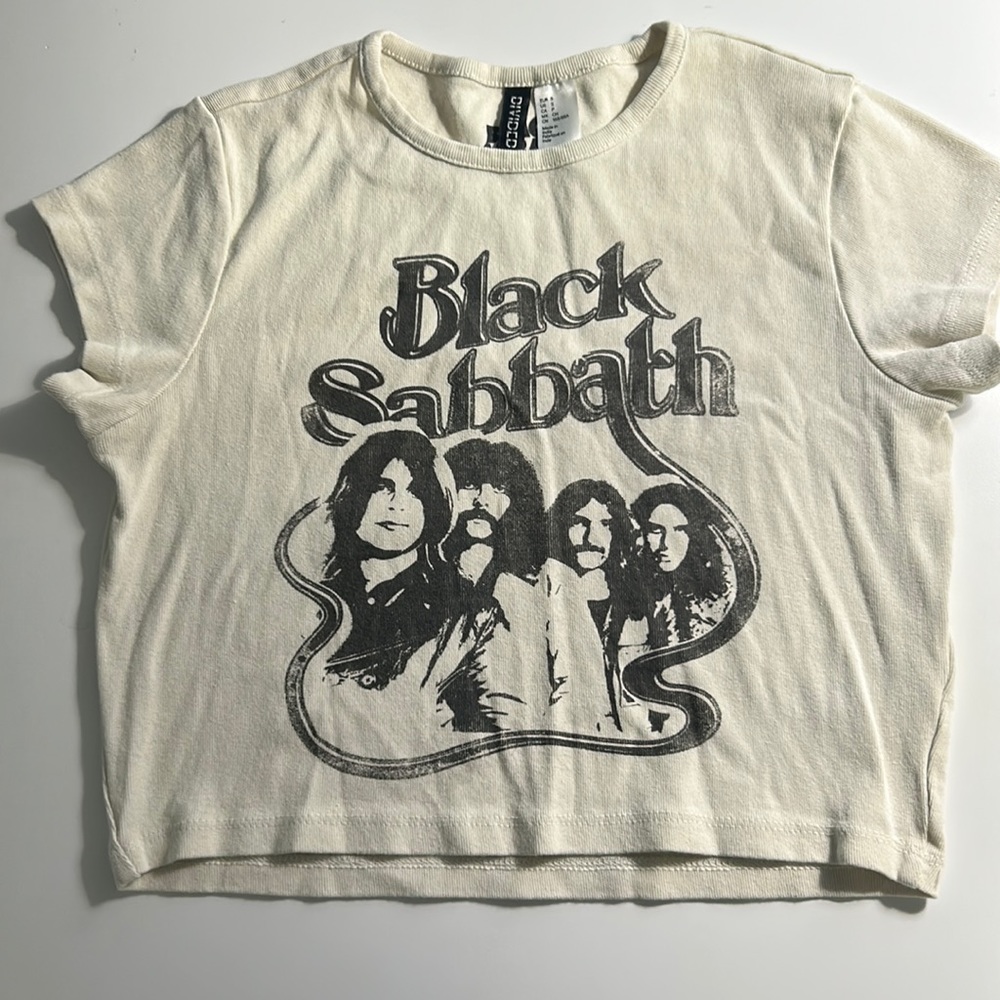 Cream Colored Black Sabbath Crop Top